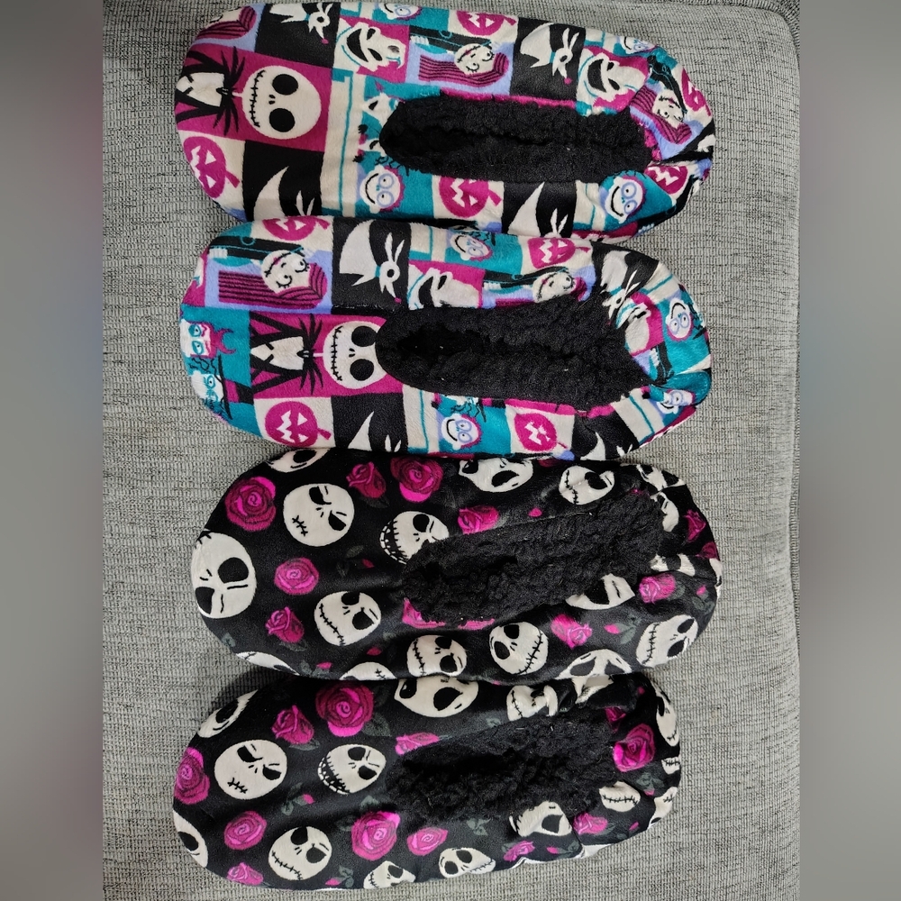 Nightmare Before Christmas Print Slippers, 2 Pairs, Size 7-8 Never Worn